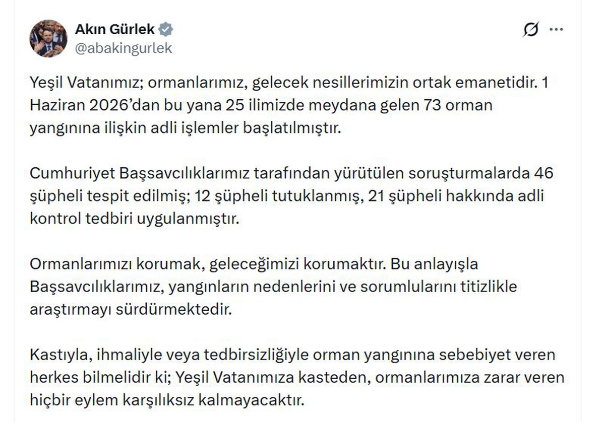 Orman Yangınları İçin Adli Süreç Başlatıldı