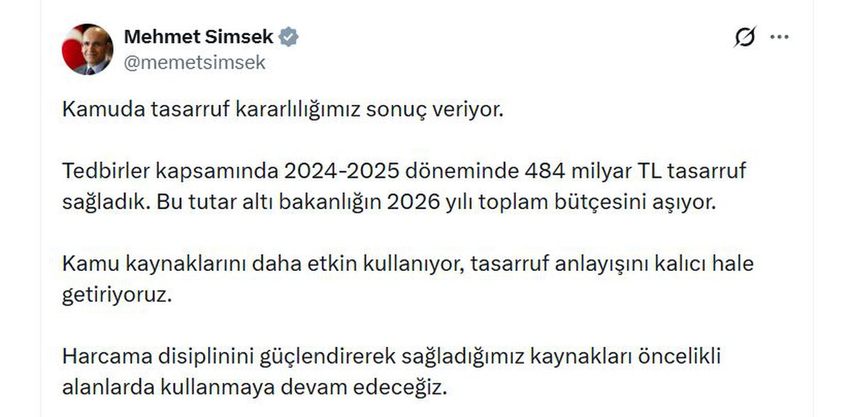 Mehmet Şimşek rakamı açıkladı! Kamuda 2 yılda 484 milyar TL tasarruf sağlandı