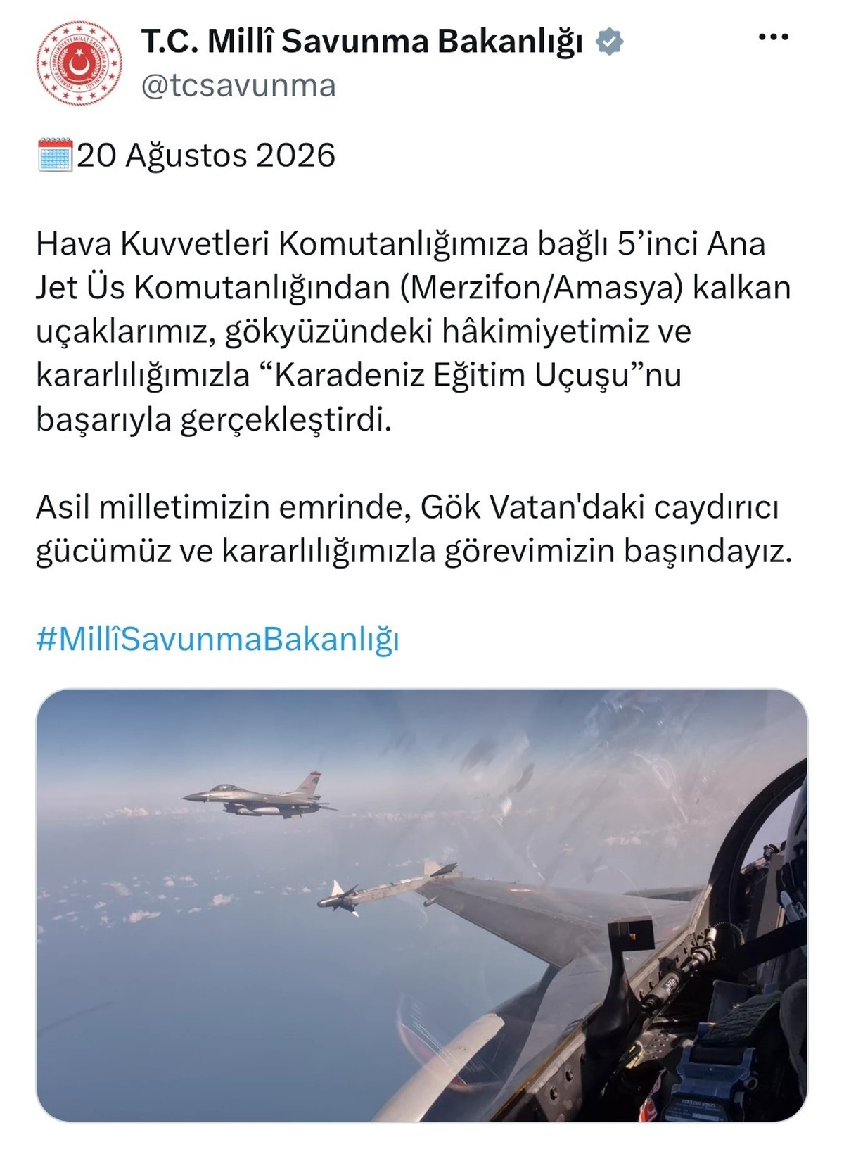 F-16'lar Karadeniz'de Eğitim Uçuşu Gerçekleştirdi