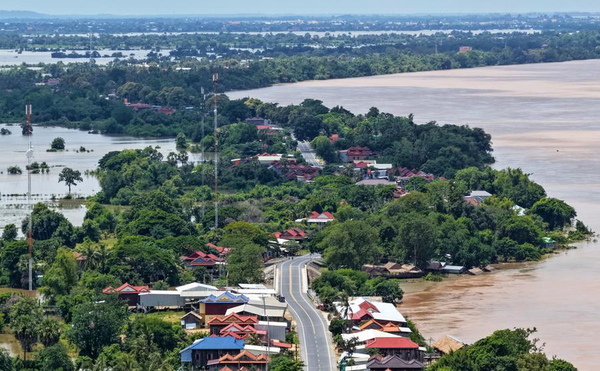 Kamboçya'da Mekong Nehri Taşması