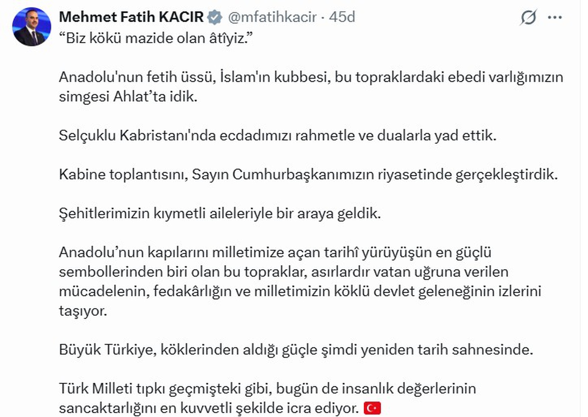 Bakan Kacır: Büyük Türkiye yeniden tarih sahnesinde