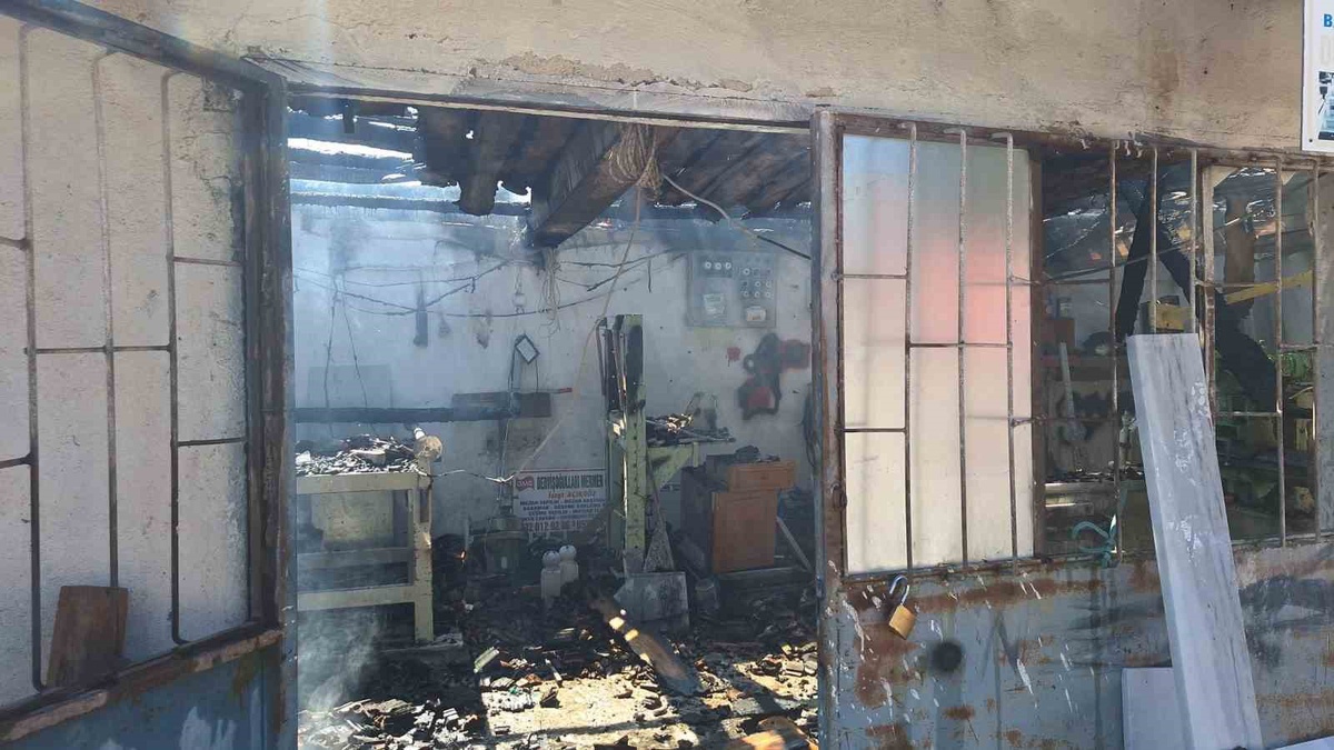 İskilip'te Mermer Atölyesinde Yangın