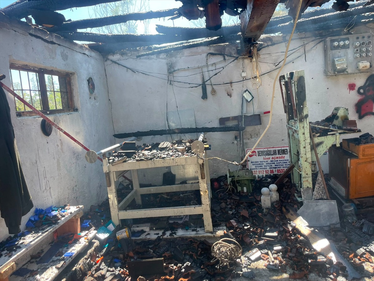 İskilip'te Mermer Atölyesi Yangını