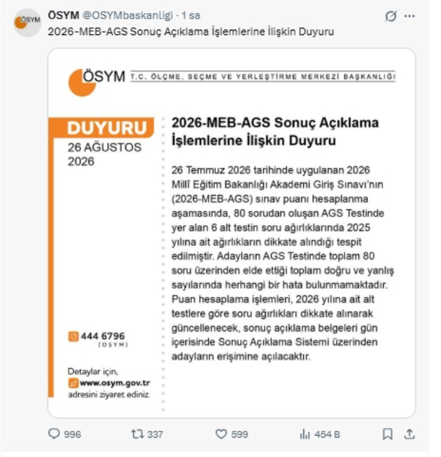 ÖSYM'den büyük hata! Sonuçlar erişime kapatıldı, puanlar yeniden hesaplandı