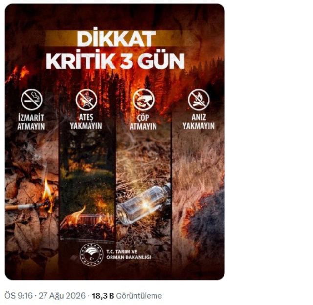 Bakan Yumaklı: Orman yangınları açışından 3 gün kritik