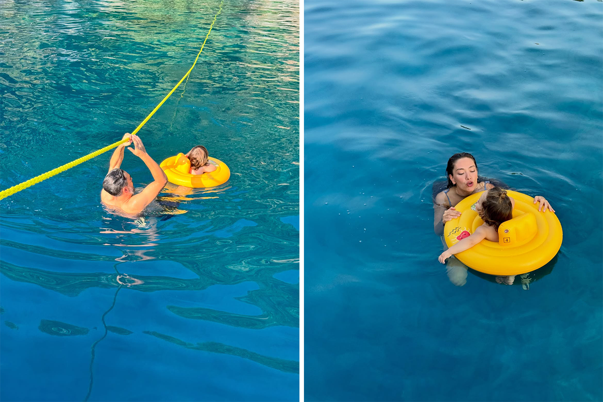 Mutlu aile tablosu! Neslihan Atagül ve Kadir Doğulu\'dan tatil pozları