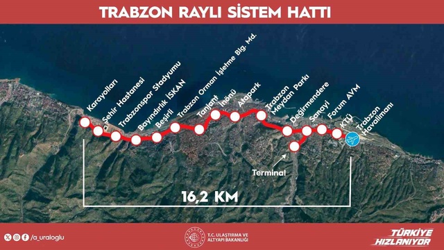 Trabzon Raylı Sistem Hattı'nın temeli 1 Eylül'de atılıyor