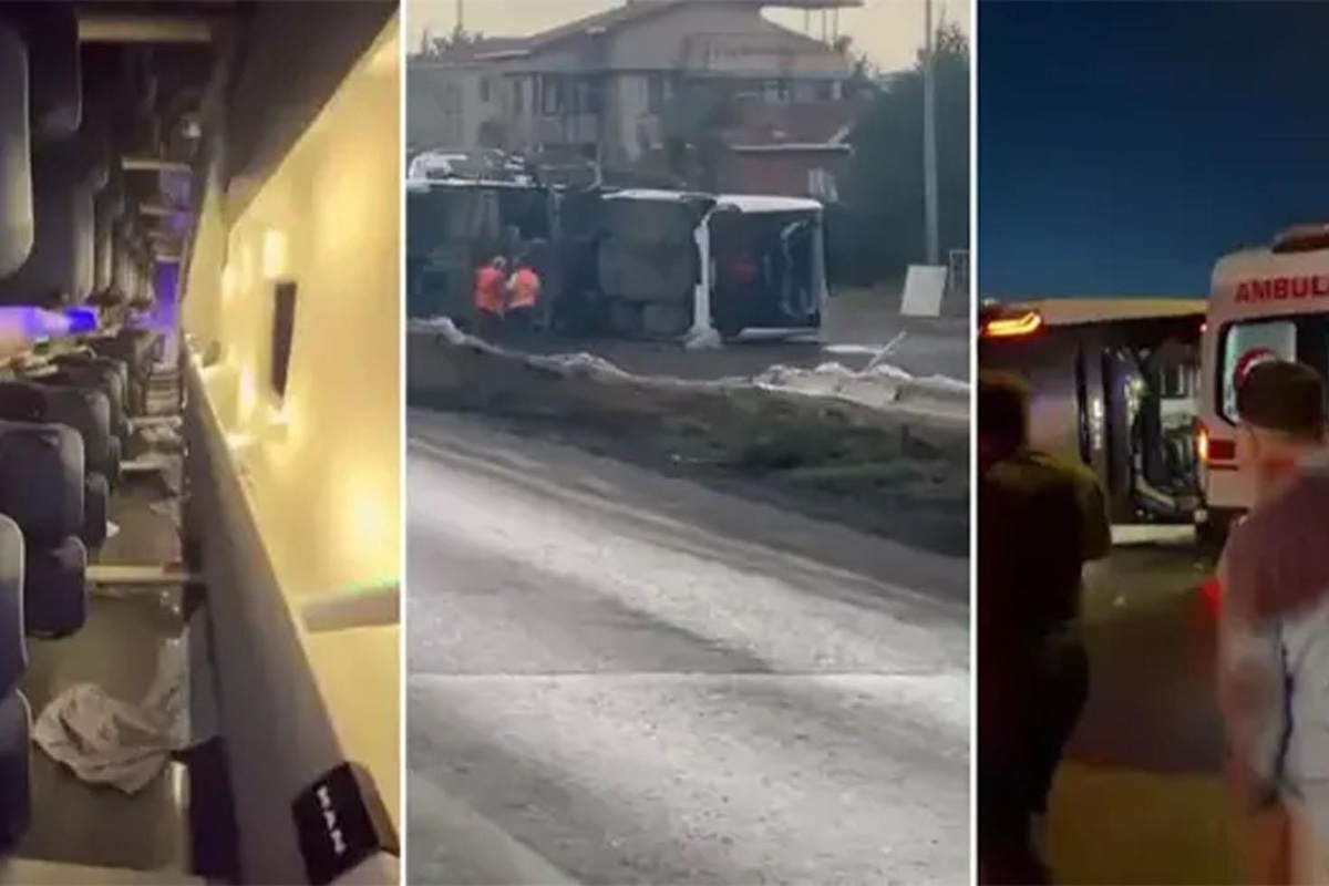 Servis otobüsü devrildi: Çok sayıda yaralı var