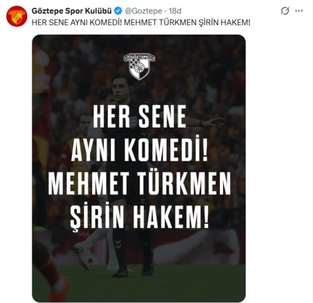 Göztepe'den Galatasaray maçı hakemine tepki