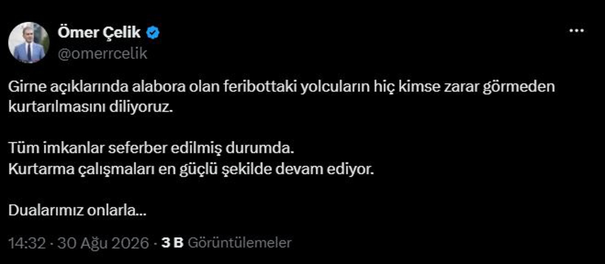 Girne Açıklarında Feribot Kurtarma Çalışmaları