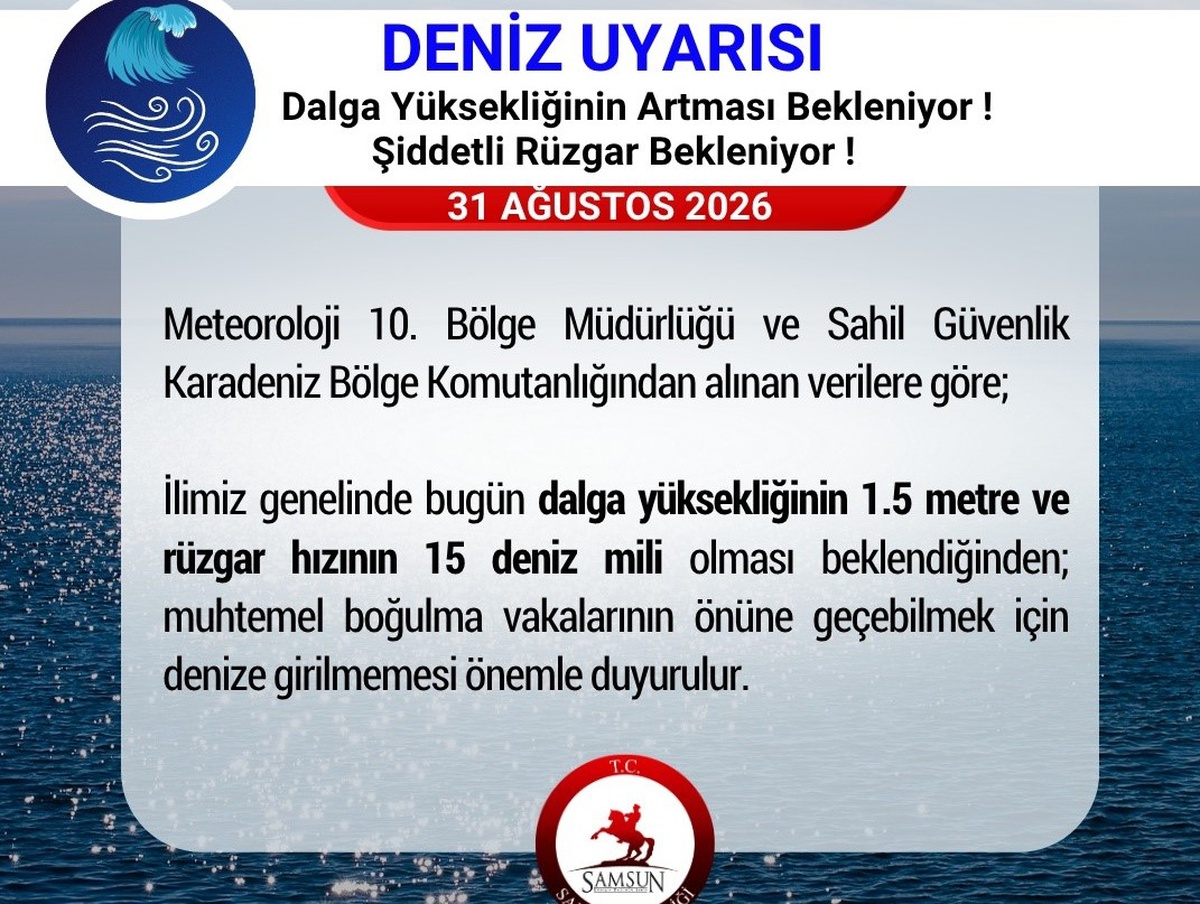 Samsun'da Denize Girilmemesi Uyarısı