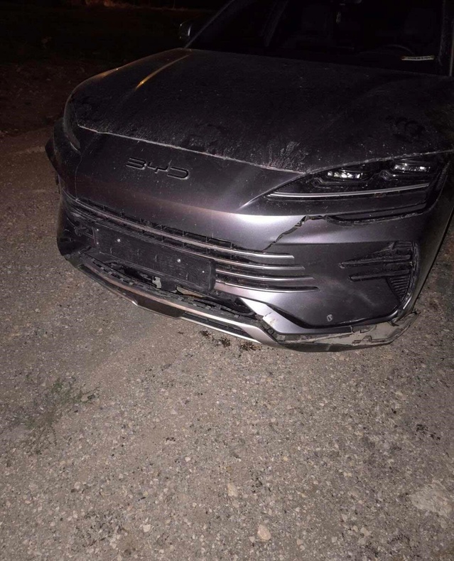 Bilecik'in Bozüyük ilçesinde yaban domuzu sürüsüne çarpan otomobilde maddi hasar oluştu