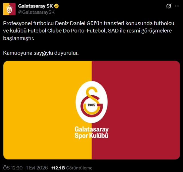 Deniz Gül resmen Galatasaray'da! KAP'a bildirildi, <a class='keyword-sd' href='/istanbul/' title='İstanbul'>İstanbul</a>'a geliyor