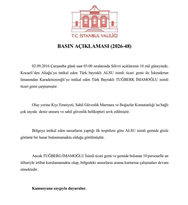 DGM'den Silivri açıklarında kaza yapan gemiyle ilgili kötü haber