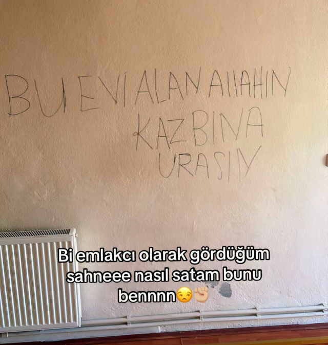 Müşteri götürdüğü evin duvarındaki yazıyı gören emlakçı yıkıldı