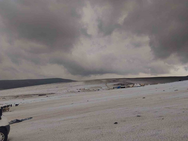 Erzincan yaylalarında dolu ve sağanak tulum peyniri üreticilerinin çadırlarını su bastı