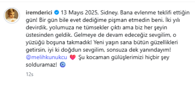 Tutuklanan nişanlısını unutmadı! İrem Derici’den doğum gününde dikkat çeken mesaj