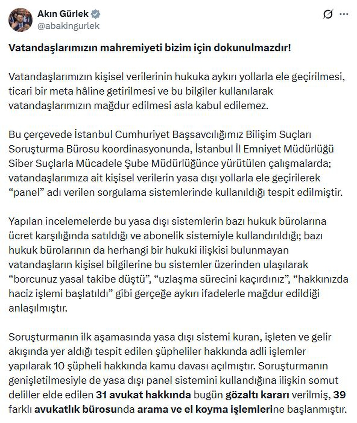 Yasa dışı panel kullanan 31 avukat için gözaltı kararı verildi