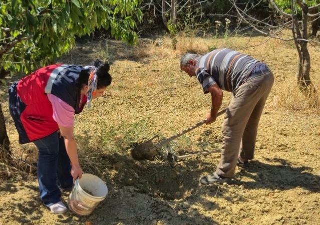 Kütahya Pazarlar'da üreticilerin arazilerinden toprak numunesi alınıyor