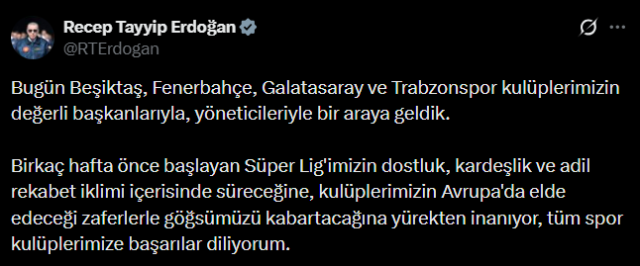 Dolmabahçe'de futbol zirvesi! Cumhurbaşkanı Erdoğan 4 büyüklerin başkanlarını kabul etti