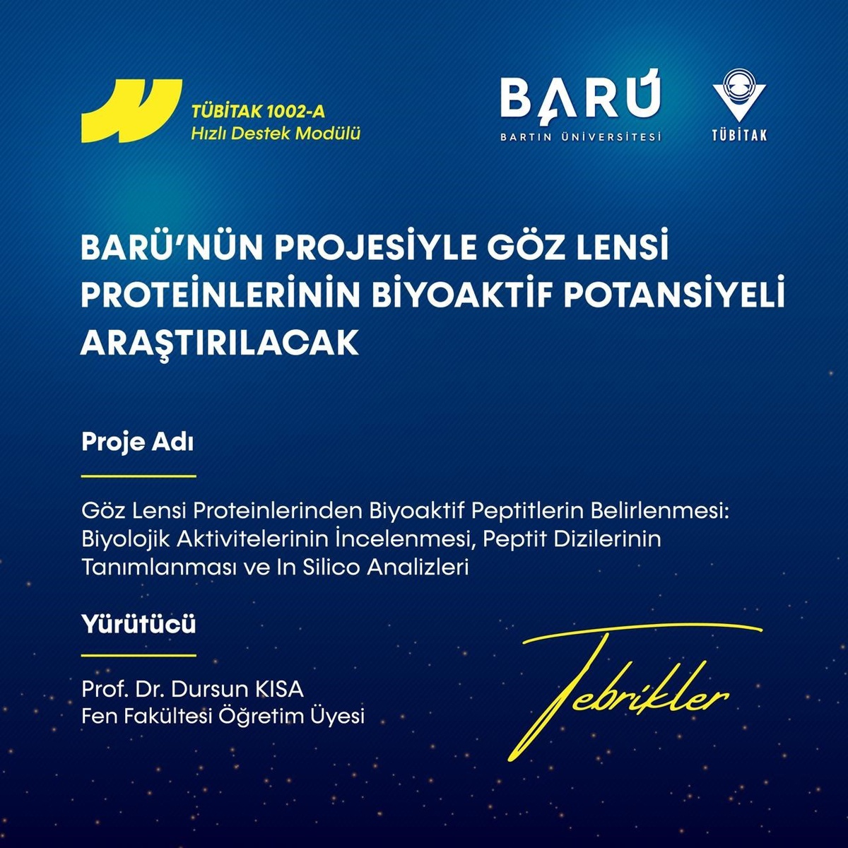 BARÜ projesiyle göz lensi proteinlerinden yararlı biyomoleküller elde edilecek