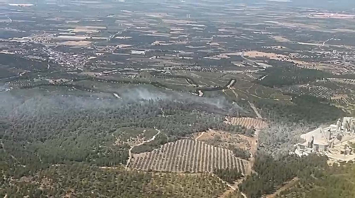 Manisa Soma'da orman yangınına havadan ve karadan müdahale sürüyor
