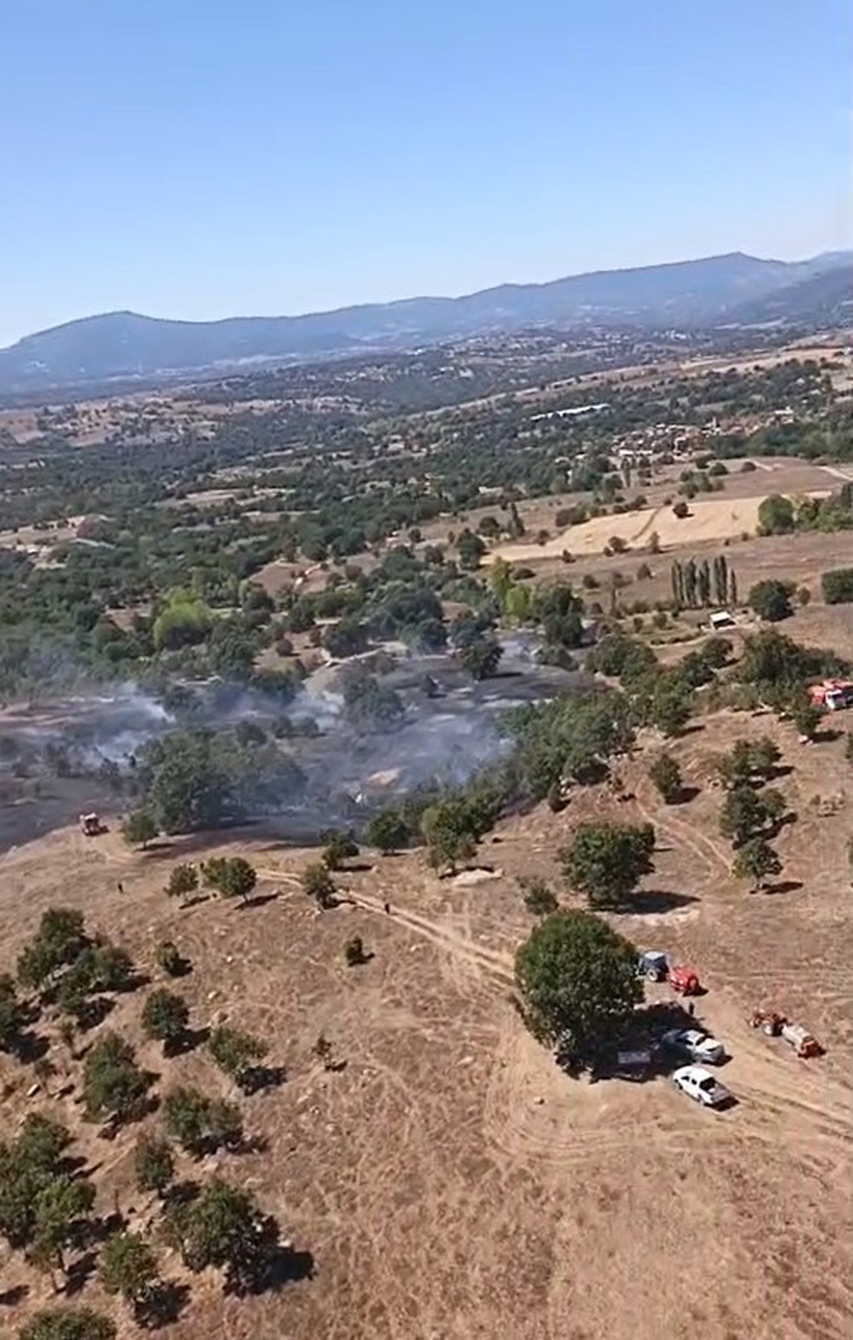 Bursa Orhaneli\'de anız yangını ormana sıçramadan ekiplerin müdahalesiyle kontrol altına alındı