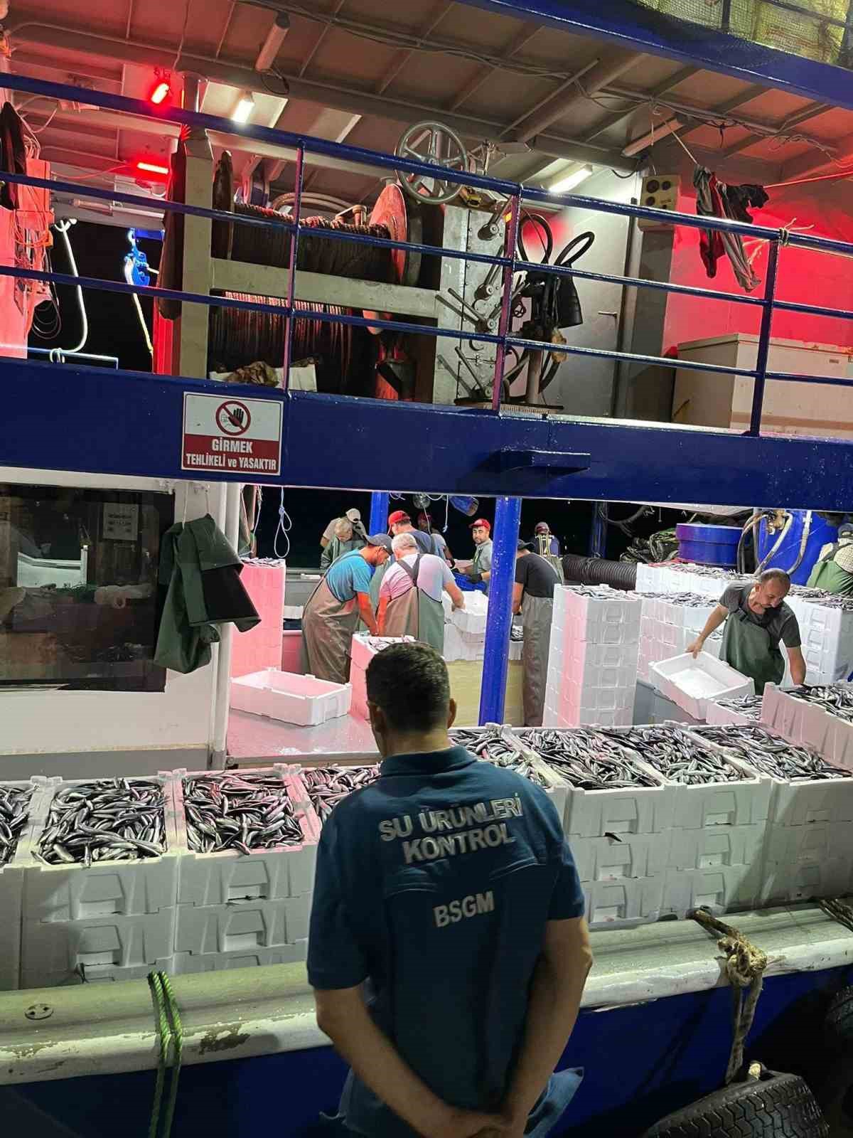 Didim\'de hamsi kotası denetimlerinde balıkçı tekneleri tek tek kontrol edildi