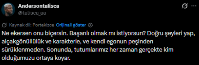 Fenerbahçe'nin derbiyi kaybettiğini gören Talisca hemen telefona sarıldı
