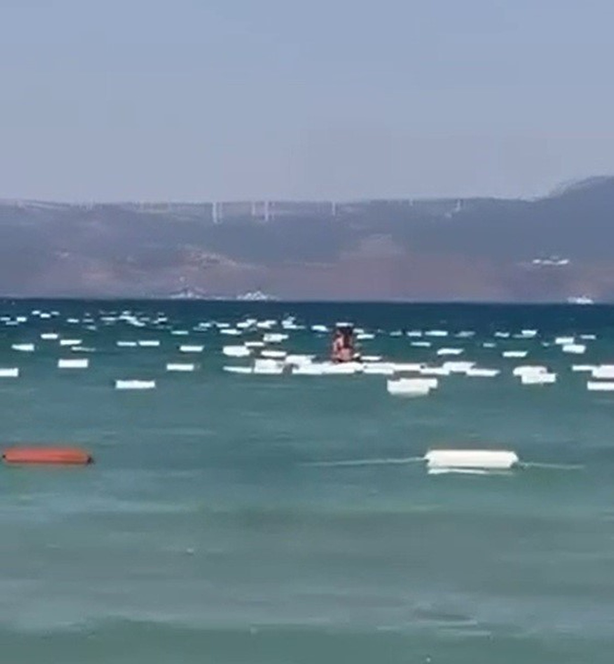 Çeşme Paşalimanı sahilinde denizden gelen köpük kutular kıyıya vurdu, kirlilik yarattı