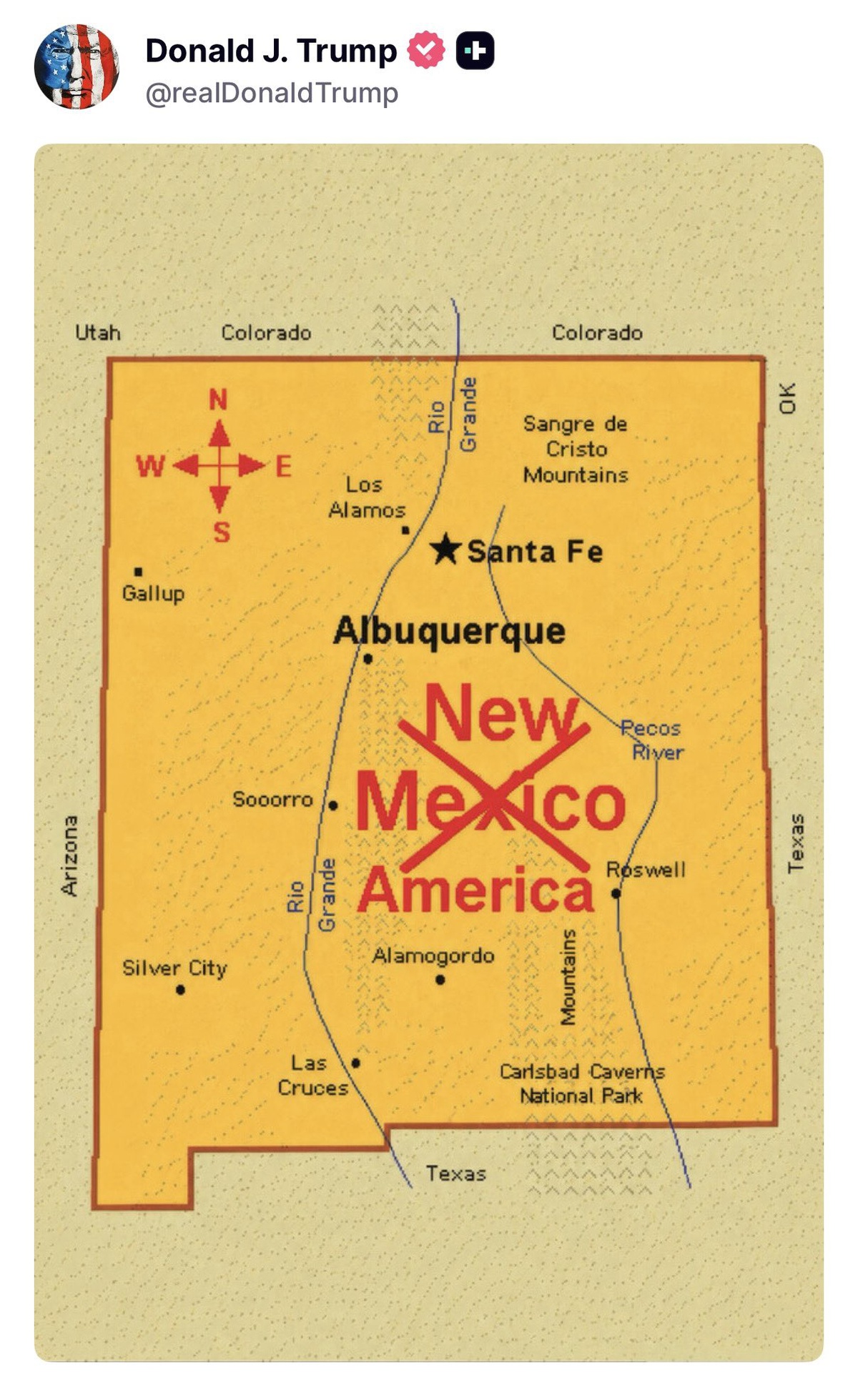 Trump, New Mexico eyaletinin adının New America olarak değiştirilmesini önerdi