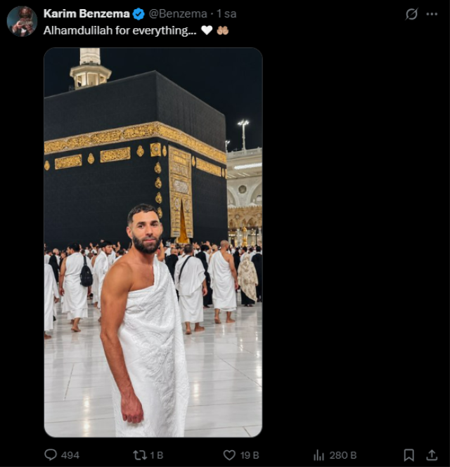 Benzema ihrama girdi! Kabe'den paylaştığı nota beğeni yağıyor