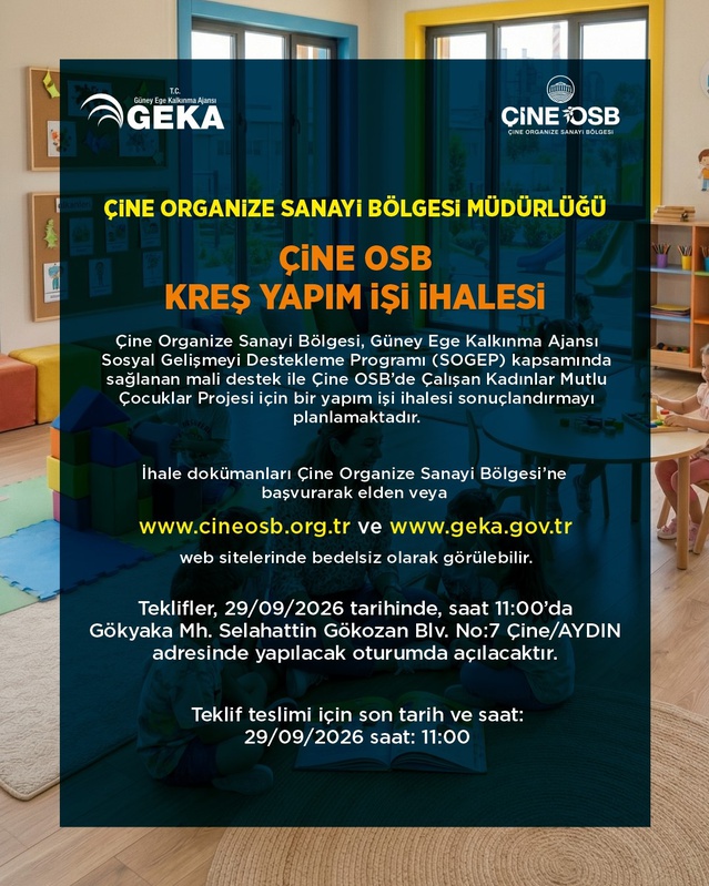 Çine OSB kreş projesinde ihale süreci başladı, kadınların çocukları güvende olacak
