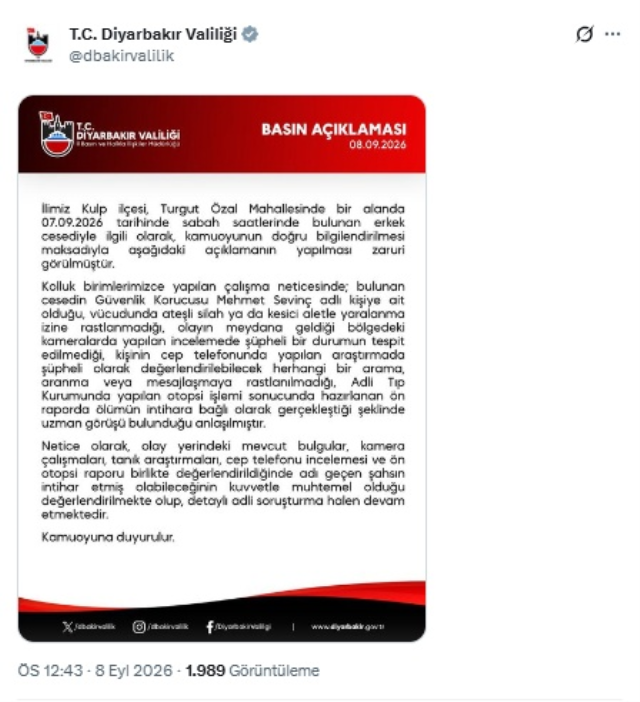 Diyarbakır'da köy korucusunun şüpheli ölümü! Valilikten açıklama var