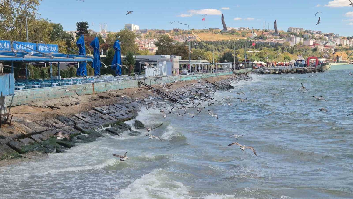 Tekirdağ Süleymanpaşa\'da şiddetli poyraz balıkçıları 2 gündür limanda tutuyor