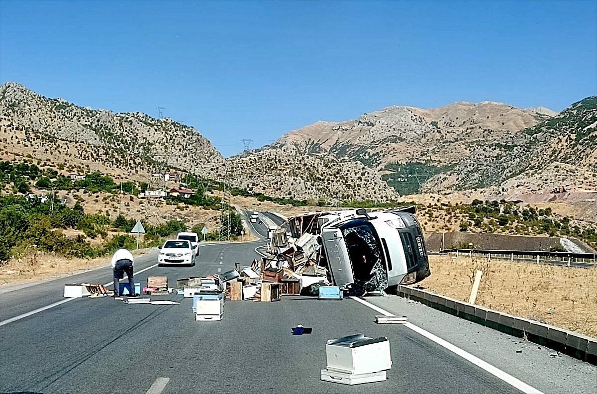 Bitlis\'te arı kovanı yüklü kamyonet devrildi, 3 kişi yaralandı