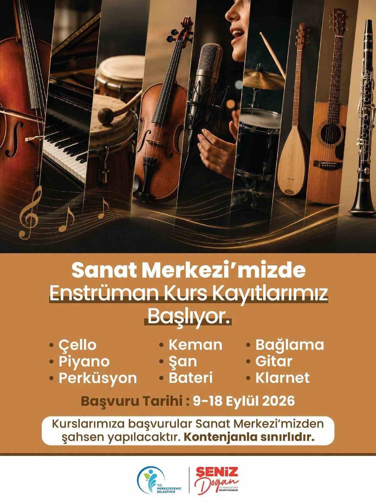 Merkezefendi Sanat Merkezinde enstrüman kurs kayıtları başlıyor