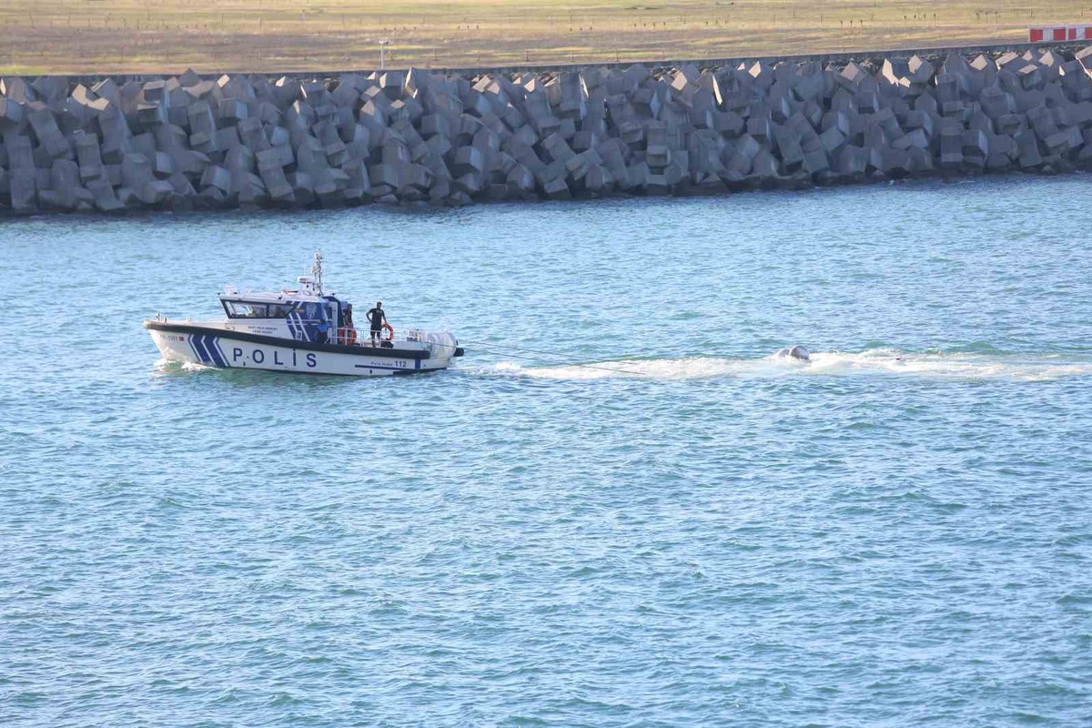 Motor arızalı uçak Rize Pazar\'da Sahil Güvenlik Limanı\'na çekildi