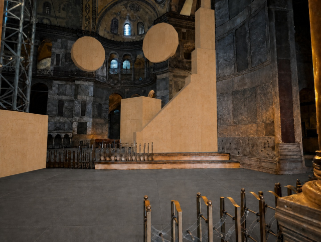 Ayasofya'nın mihrap bölümündeki kubbede güçlendirme ve konservasyon çalışmaları başlıyor