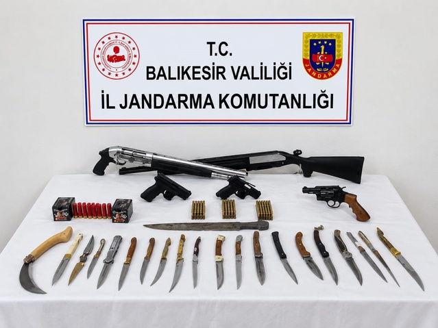 Balıkesir Bandırma ve Ayvalık'ta silah operasyonunda 10 şüpheli yakalandı