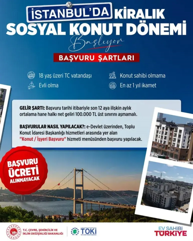 İstanbul'daki kiralık sosyal konut projesinde detaylar belli oldu