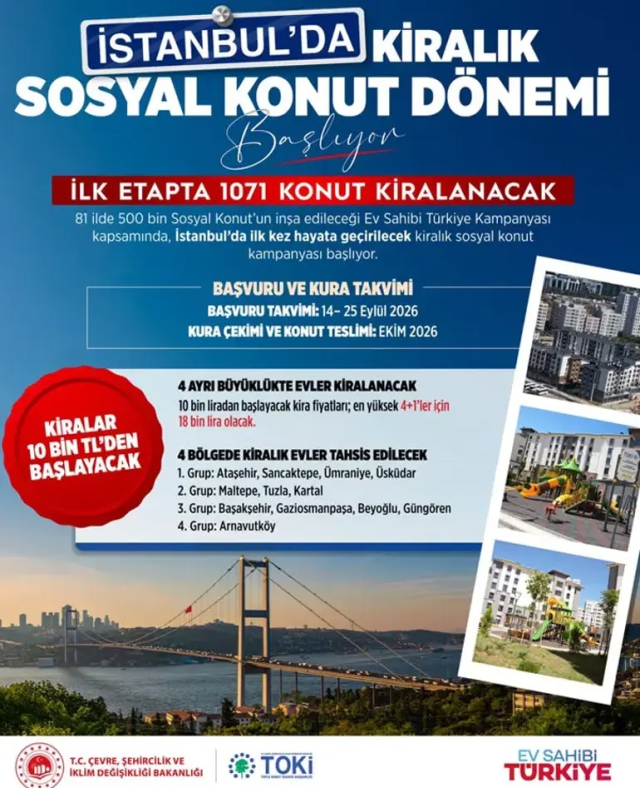 İstanbul'daki kiralık sosyal konut projesinde detaylar belli oldu
