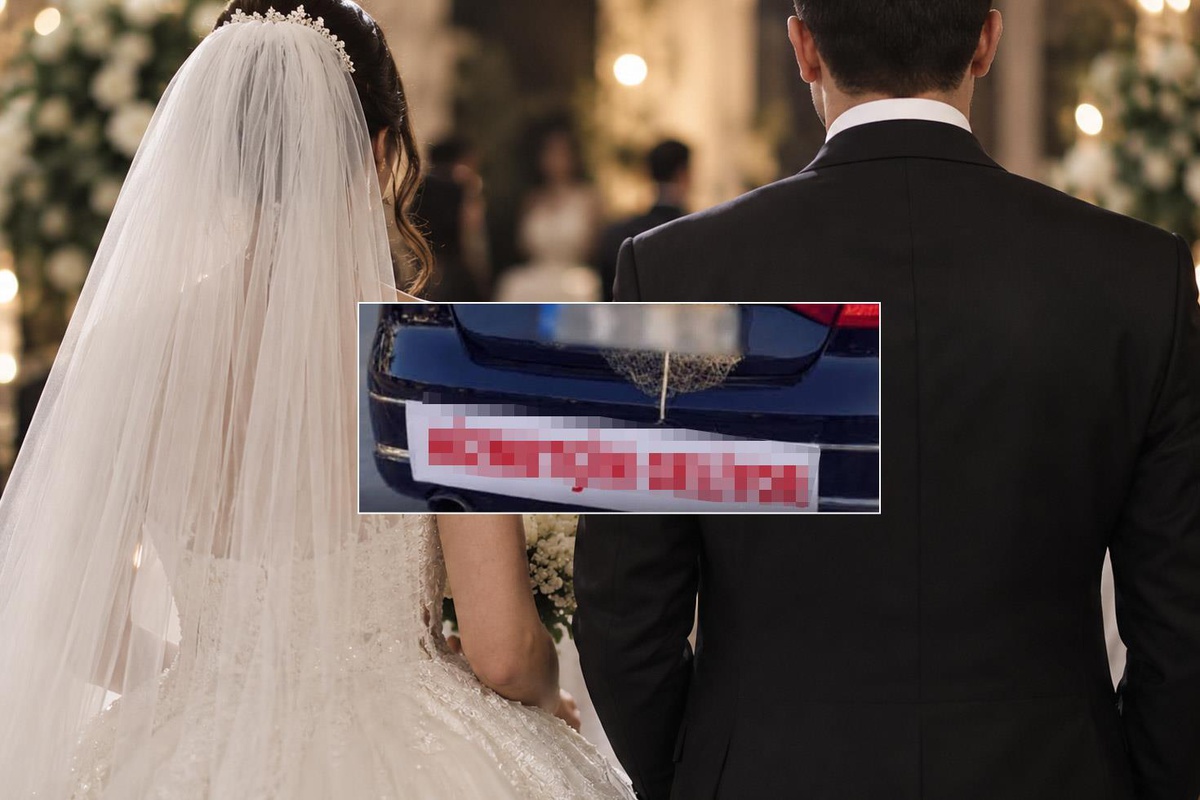 Gelin arabasına asılan yazıya bakın! Kayınpeder görüp damadı hastanelik etti