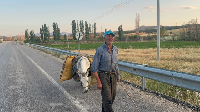 74 yaşındaki çiftçi, 2 dönüm arazide ter döküyor! Tek yardımcısı eşeği