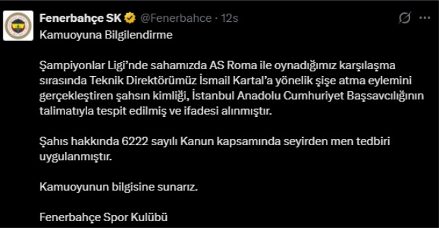 İsmail Kartal'a şişe atan taraftarın ifadesi ortaya çıktı! Nedeni pes dedirtti