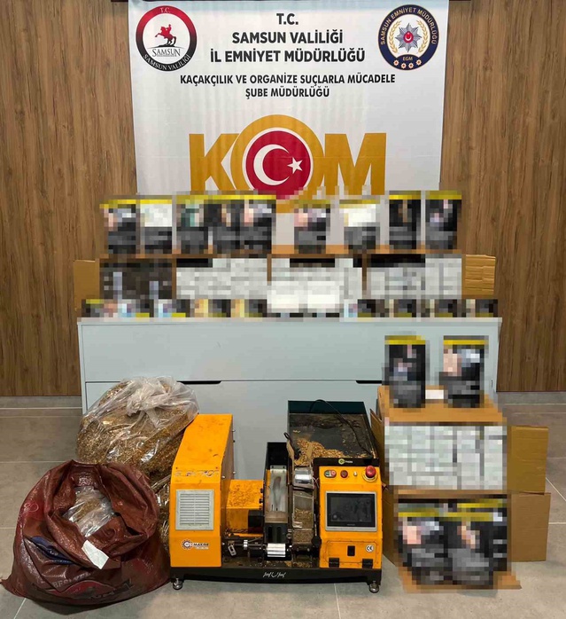 Samsun Terme'de kaçak tütün operasyonunda 42 bin 800 makaron ele geçirildi