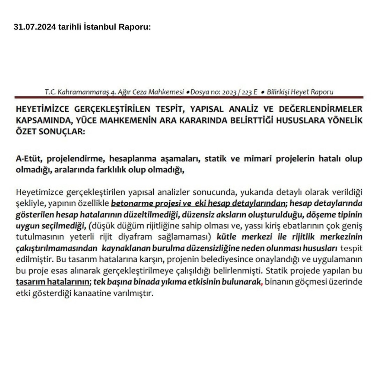 Ezgi Apartmanı davasında Kervan\'dan \'kolon kesilmedi\' açıklaması