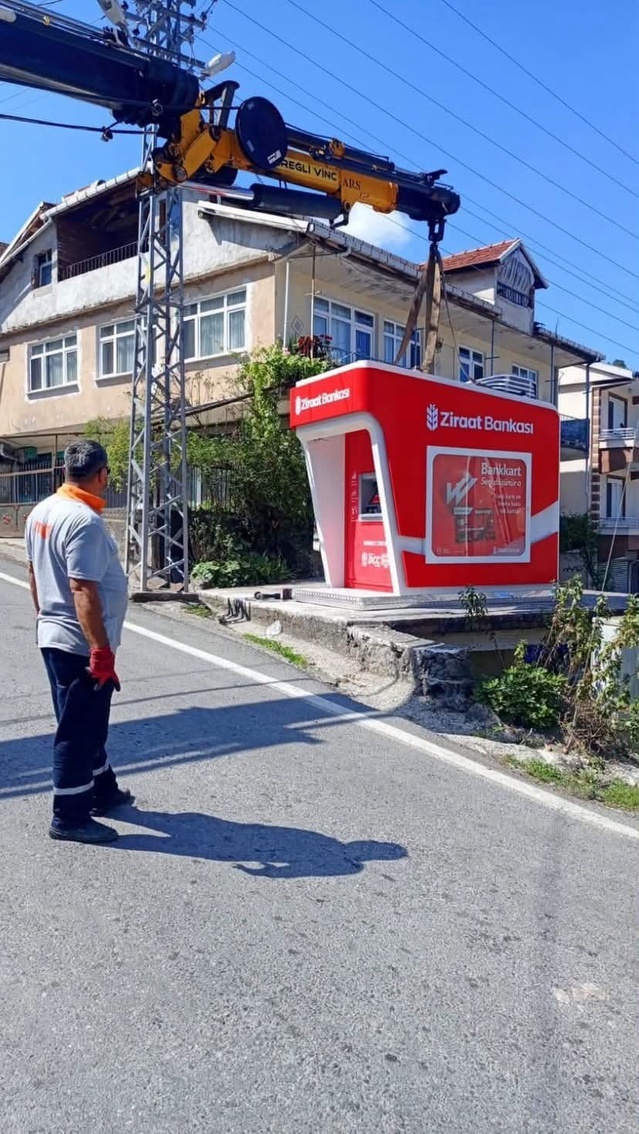 Zonguldak Ereğli Kaptaş'a uzun süredir beklenen ATM kuruldu