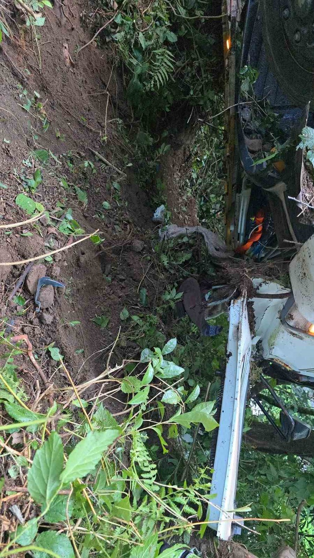 Artvin Kemalpaşa'da çay kamyonu şarampole yuvarlandı, sürücü hayatını kaybetti