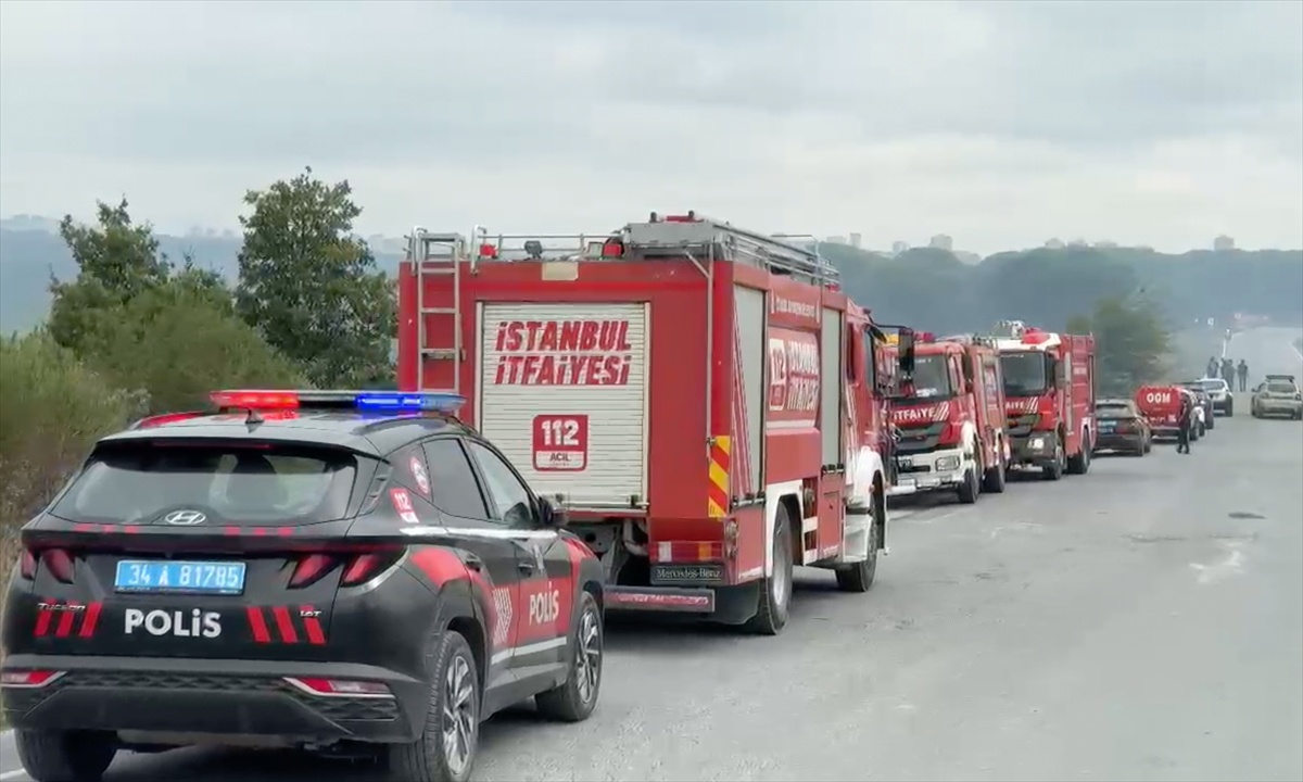 Arnavutköy Hacımaşlı\'da ormanlık alanda çıkan yangına havadan ve karadan müdahale sürüyor